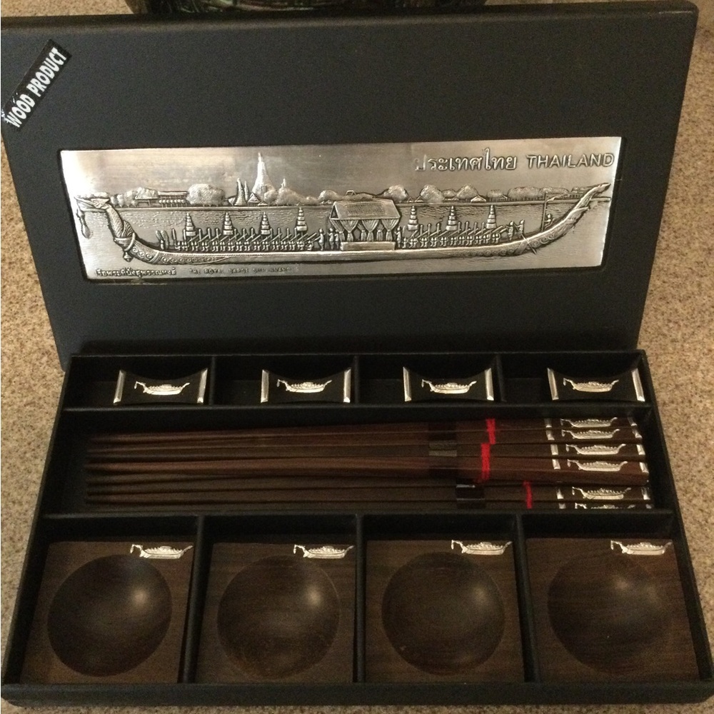 New - Elegant Royal Rosewood Silver Chopstick Set